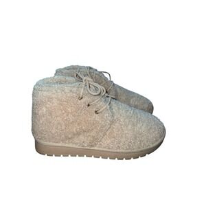 Just Fab Kate Lace-Up Light Brown Faux Fur Booties Womens Size 6 Boots Shoes